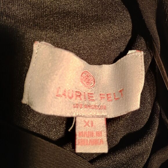 Elegant Black Chiffon Blouse – Draped Front & Flowy Sleeves – Size XL - Picture 3 of 5